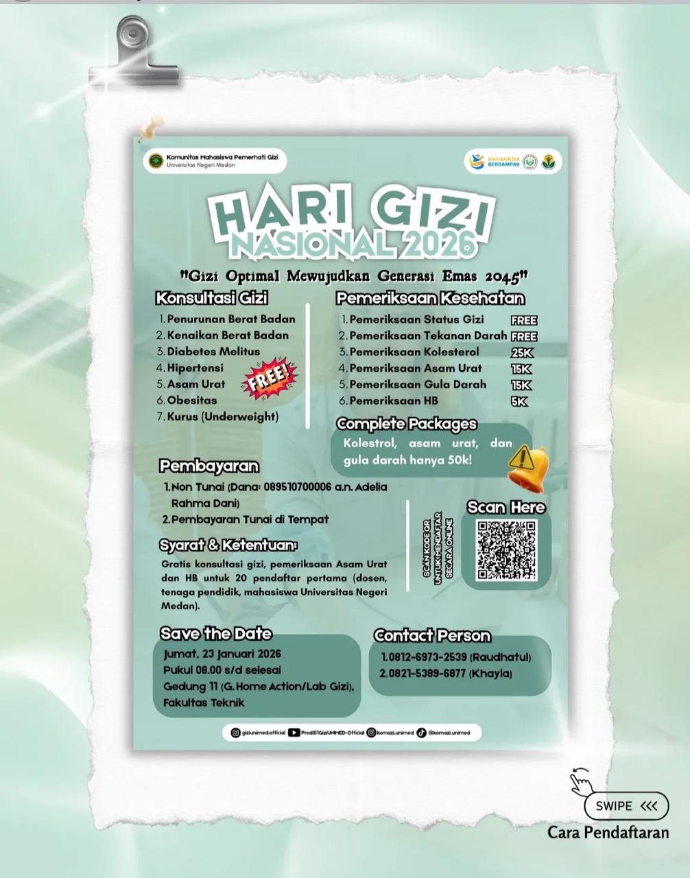 PRODI GIZI UNIMED Gelar Peringatan Hari Gizi Nasional 2026